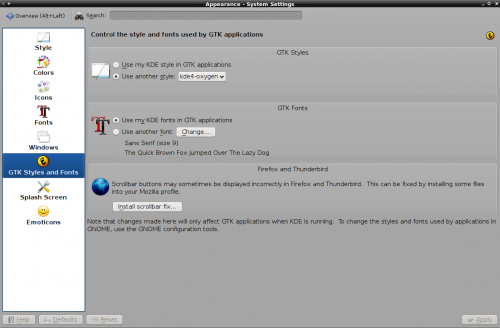 KDE 4.2 GTK innstillinger